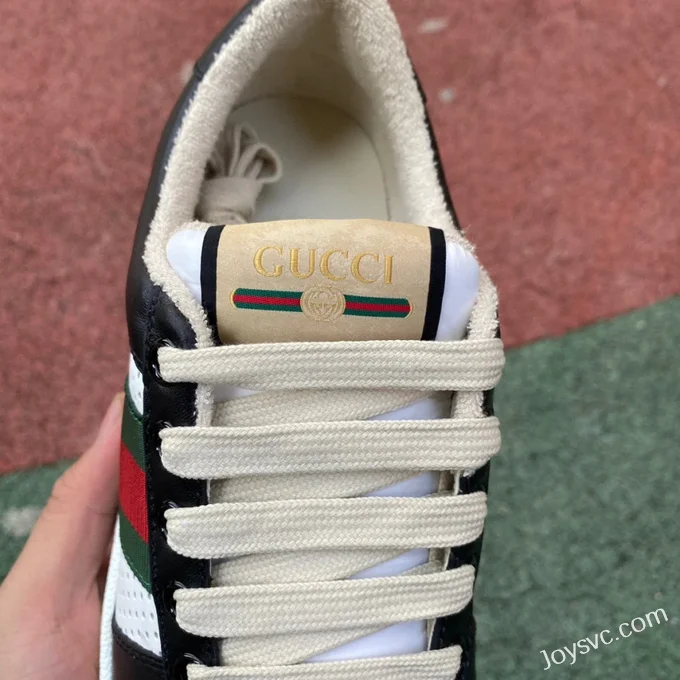 GUCCI Screener Low-Top Distressed Mesh Sneakers in Black & White