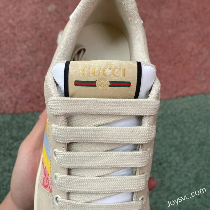 GUCCI Screener Low-Top Lace-Up Fashion Sneakers for Women in Beige