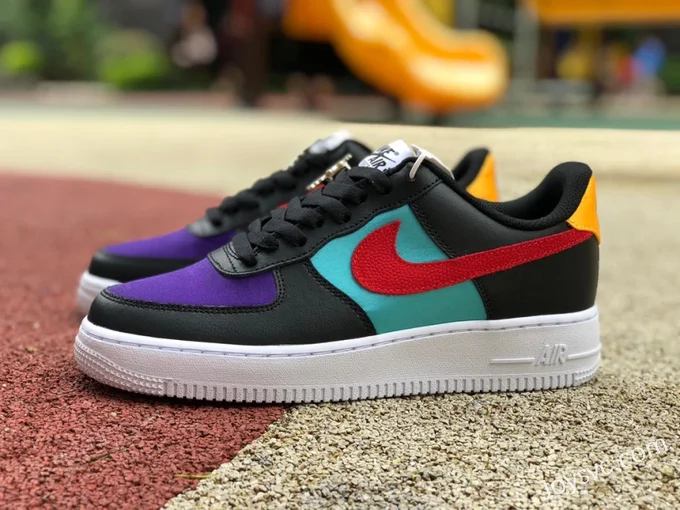 Nike Air Force 1 LV8 EMB Black Red Purple Gold Low DN4178-001