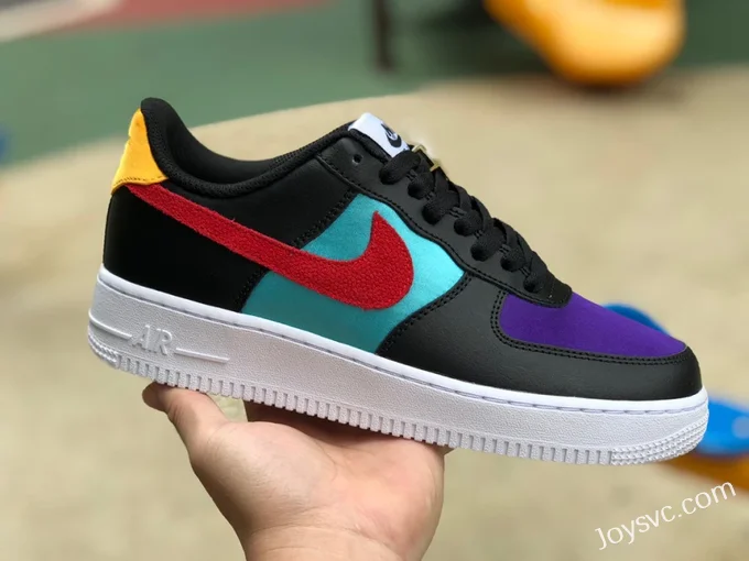 Nike Air Force 1 LV8 EMB Black Red Purple Gold Low DN4178-001