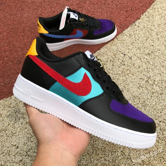 Nike Air Force 1 LV8 EMB Black Red Purple Gold Low DN4178-001