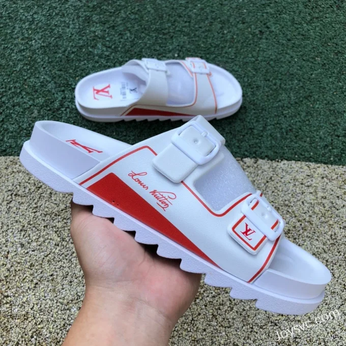 Louis Vuitton 2022 Summer White Red Slides