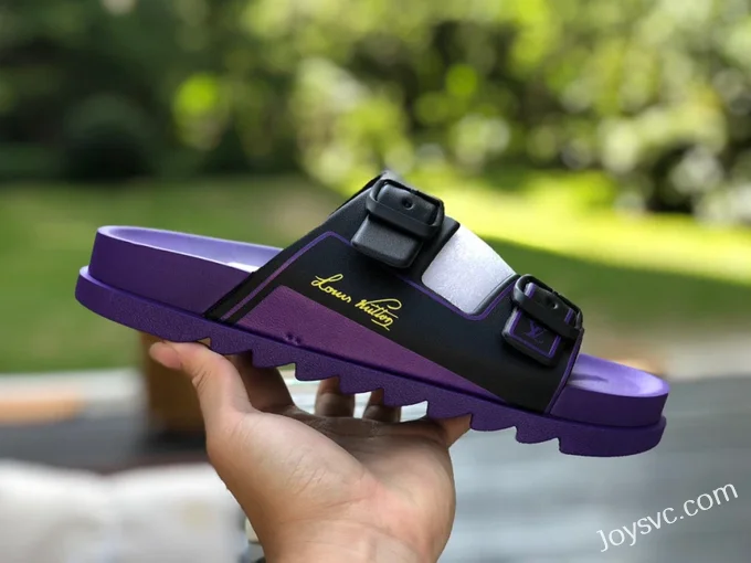 Louis Vuitton 2022 Summer Black Purple Slides