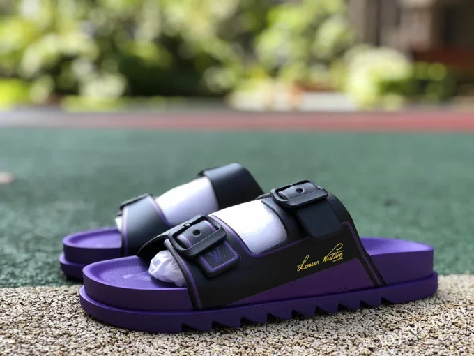 Louis Vuitton 2022 Summer Black Purple Slides