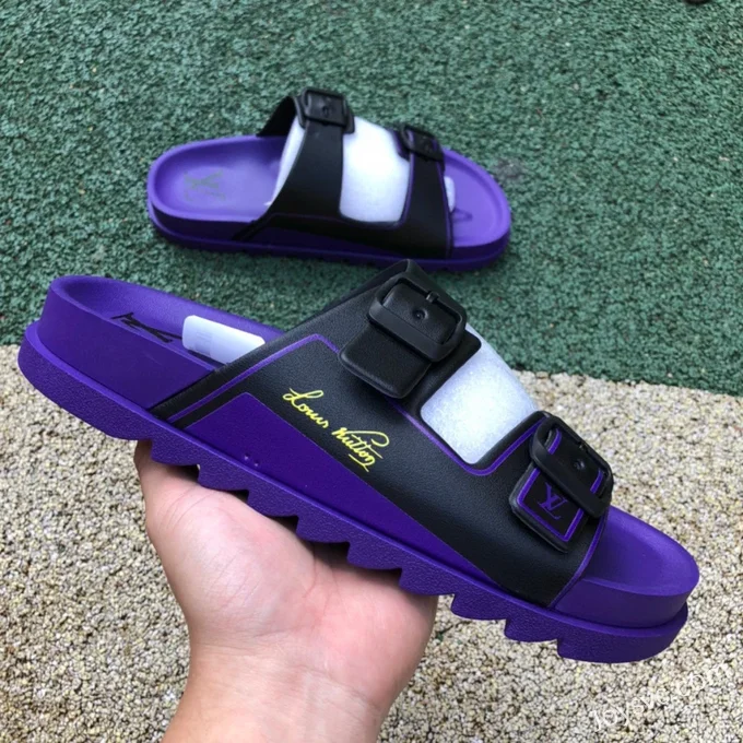 Louis Vuitton 2022 Summer Black Purple Slides