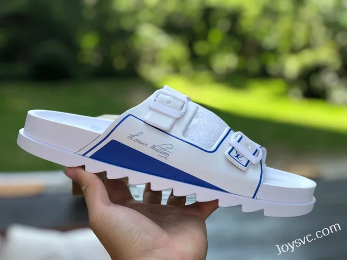 Louis Vuitton 2022 Summer White Blue Slides