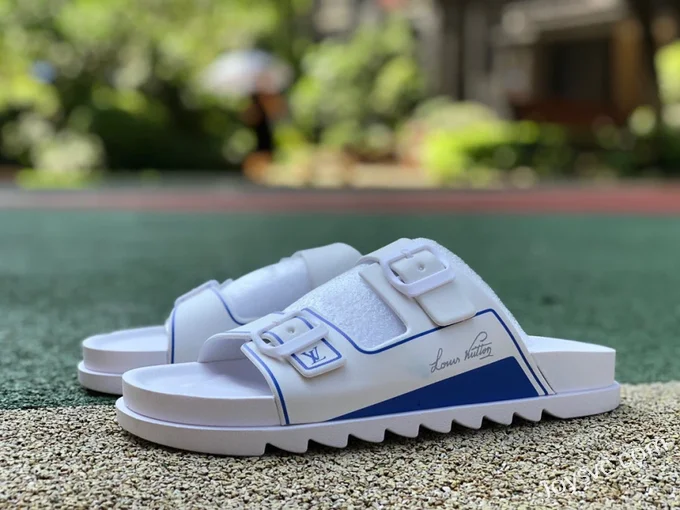 Louis Vuitton 2022 Summer White Blue Slides