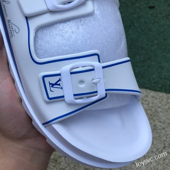 Louis Vuitton 2022 Summer White Blue Slides