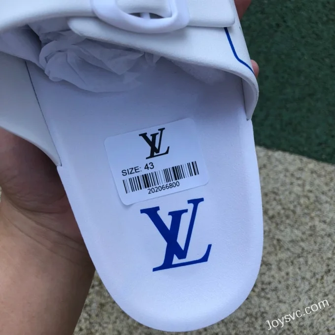 Louis Vuitton 2022 Summer White Blue Slides