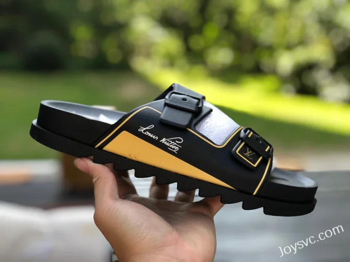 Louis Vuitton 2022 Summer Black Yellow Slides