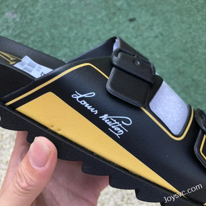 Louis Vuitton 2022 Summer Black Yellow Slides