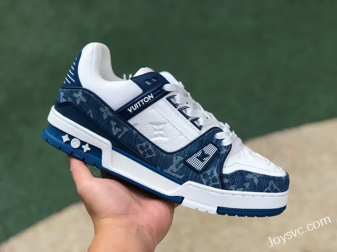 Louis Vuitton Trainer White Denim Blue Low