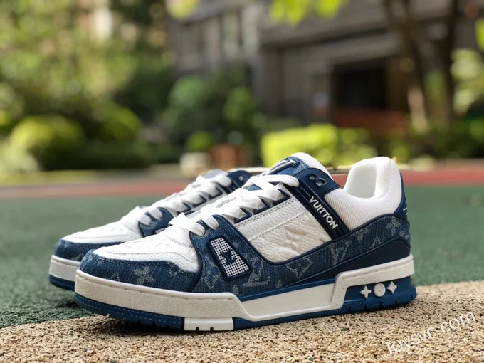 Louis Vuitton Trainer White Denim Blue Low