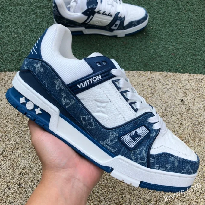 Louis Vuitton Trainer White Denim Blue Low