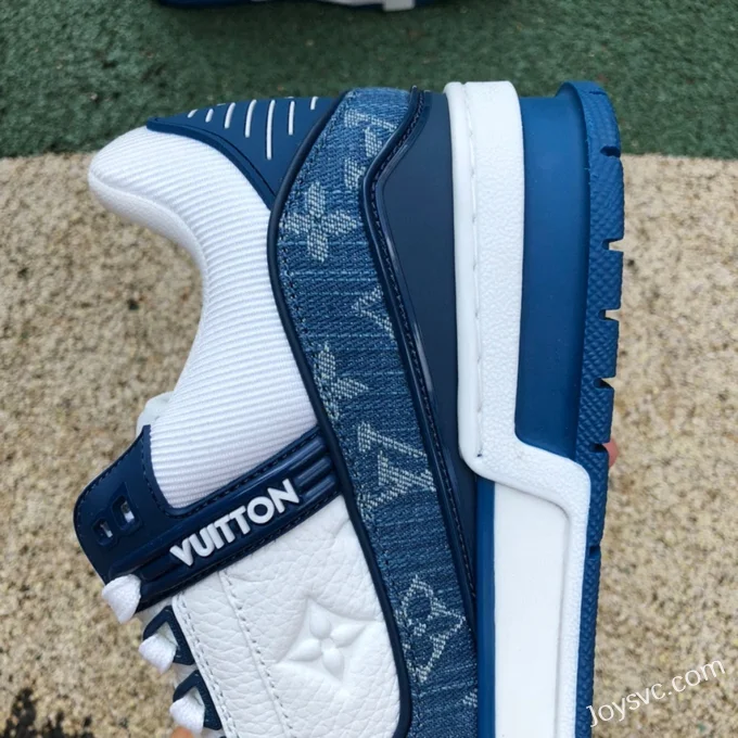 Louis Vuitton Trainer White Denim Blue Low