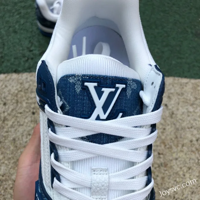 Louis Vuitton Trainer White Denim Blue Low