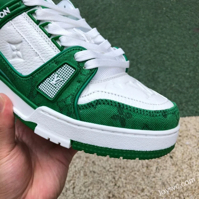 Louis Vuitton Trainer White Green Low