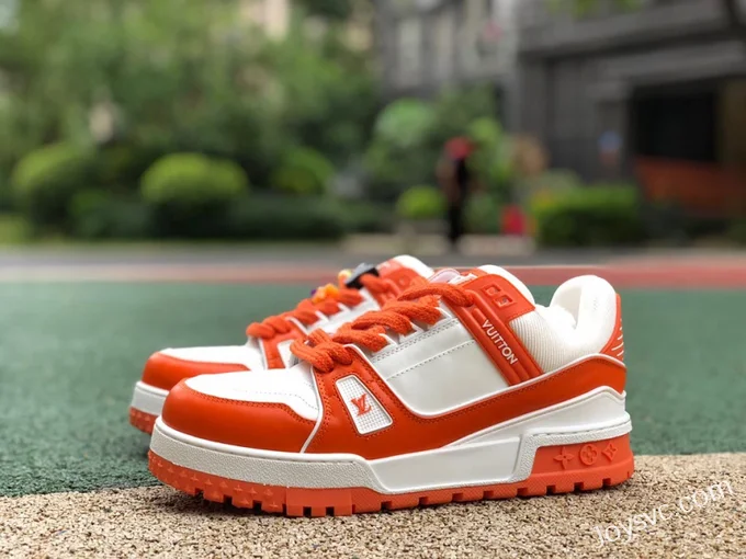 Louis Vuitton Trainer White Orange Bread Shoes