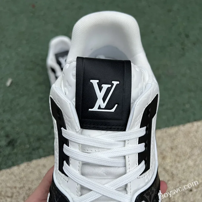 Louis Vuitton Trainer Black White Low Leather Lace-Up