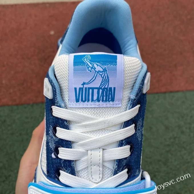 Louis Vuitton Trainer White Blue Velcro Low