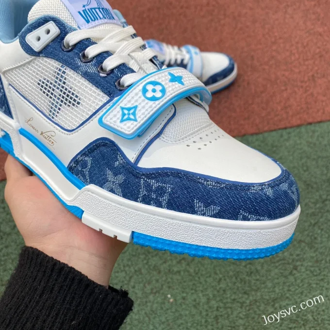 Louis Vuitton Trainer White Blue Velcro Low