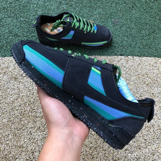 Union x Nike Cortez Black Blue Green Retro Sneakers DR1413-001