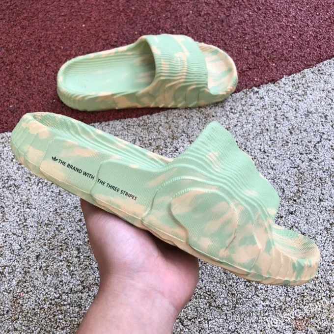 Adidas Adilette 22 3D Printed Green Yellow Slides GY1597