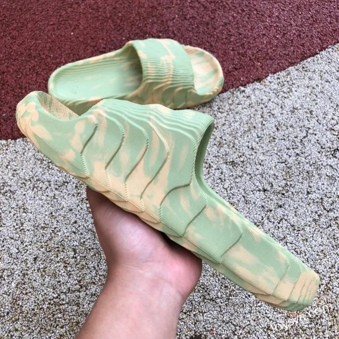 Adidas Adilette 22 3D Printed Green Yellow Slides GY1597