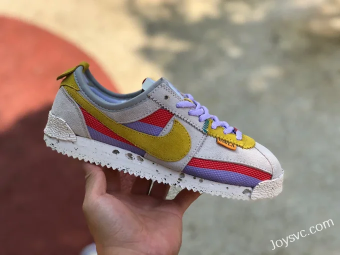 Union x Nike Cortez Beige Purple Yellow Retro Sneakers DR1413-100