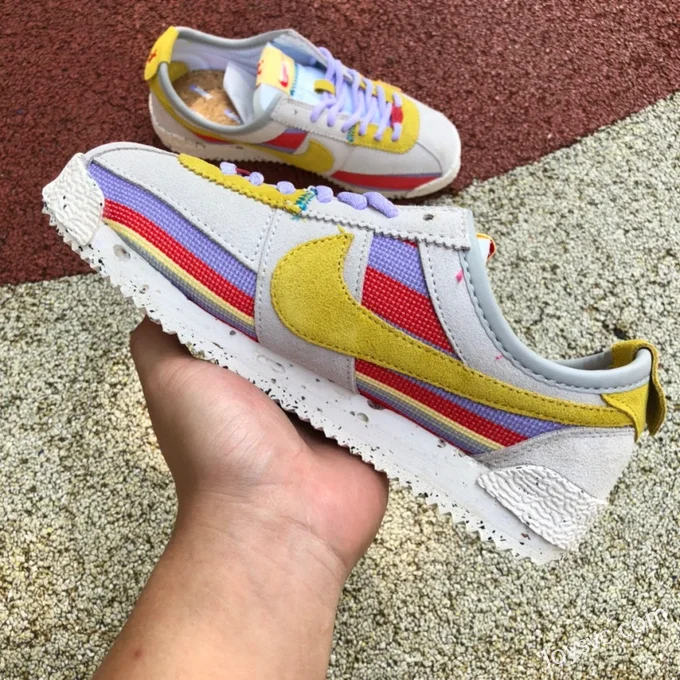 Union x Nike Cortez Beige Purple Yellow Retro Sneakers DR1413-100