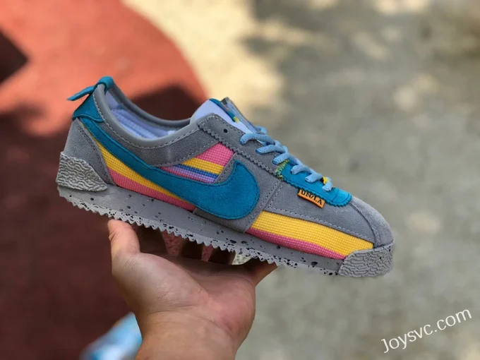 Union x Nike Cortez Grey Blue Yellow Retro Sneakers DR1413-002