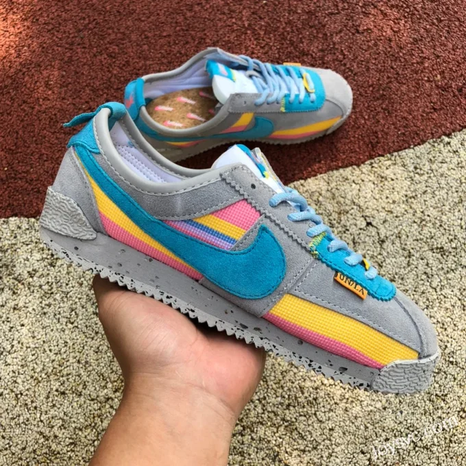 Union x Nike Cortez Grey Blue Yellow Retro Sneakers DR1413-002