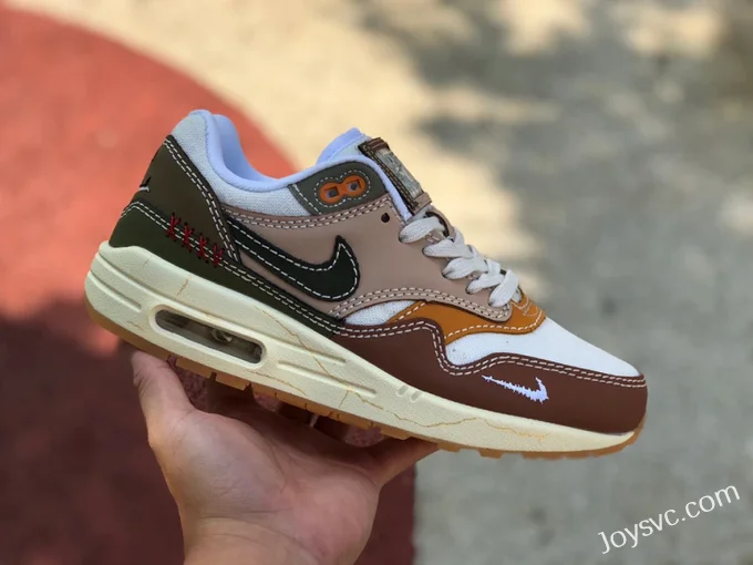 Nike Air Max 1 White Brown Green Retro Running Shoes DQ8656-133