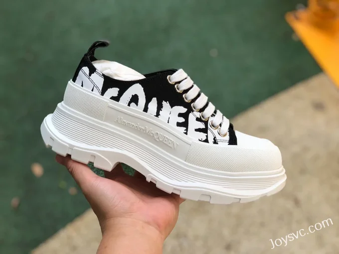 Alexander McQueen Low-Top Black White Logo Boots