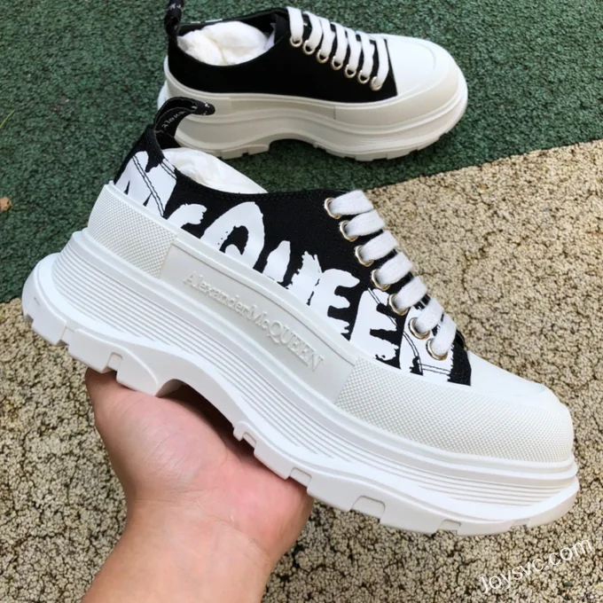 Alexander McQueen Low-Top Black White Logo Boots