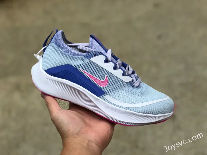 Nike Zoom Fly 4 White Blue Pink Marathon Running Shoes CT2401-003