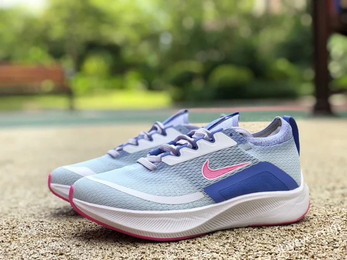 Nike Zoom Fly 4 White Blue Pink Marathon Running Shoes CT2401-003