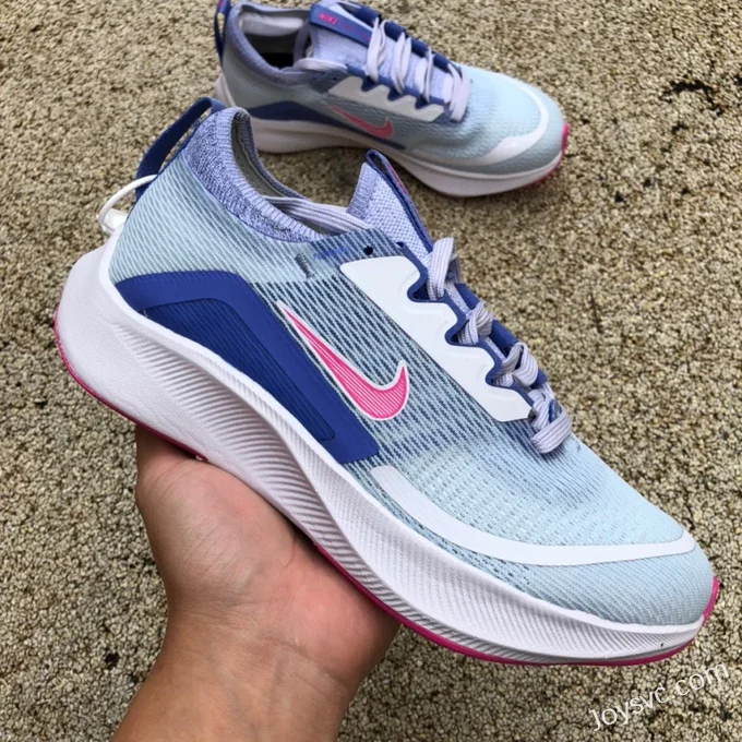 Nike Zoom Fly 4 White Blue Pink Marathon Running Shoes CT2401-003