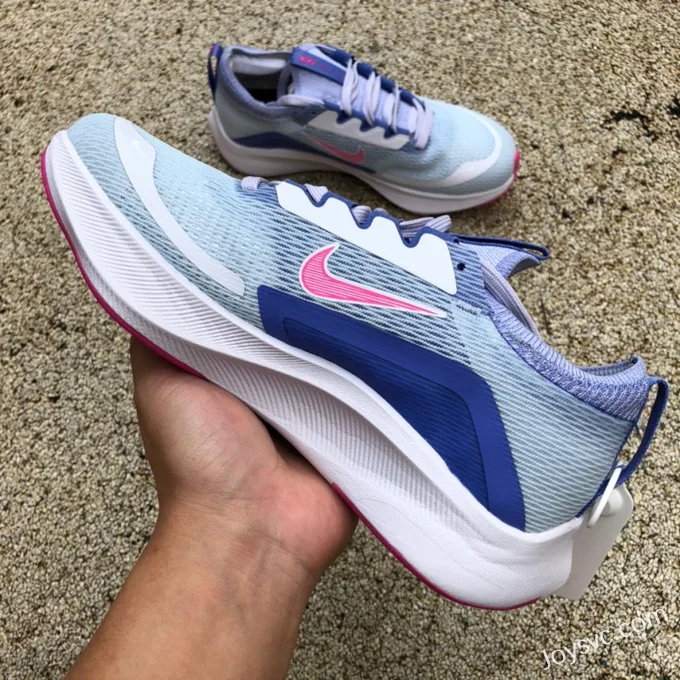 Nike Zoom Fly 4 White Blue Pink Marathon Running Shoes CT2401-003