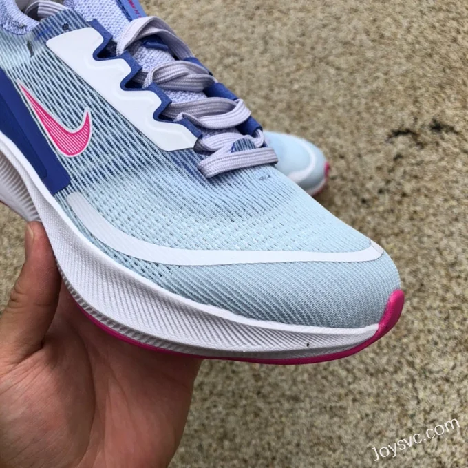 Nike Zoom Fly 4 White Blue Pink Marathon Running Shoes CT2401-003