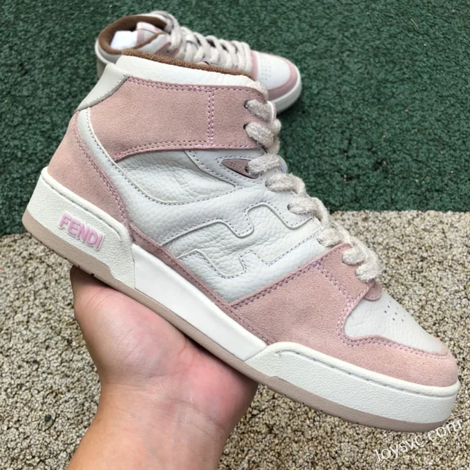 Fendi Match Mid Top White Pink Casual Sneakers