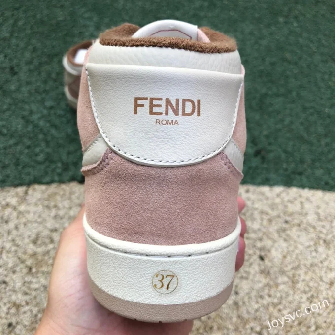 Fendi Match Mid Top White Pink Casual Sneakers