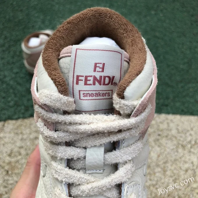 Fendi Match Mid Top White Pink Casual Sneakers