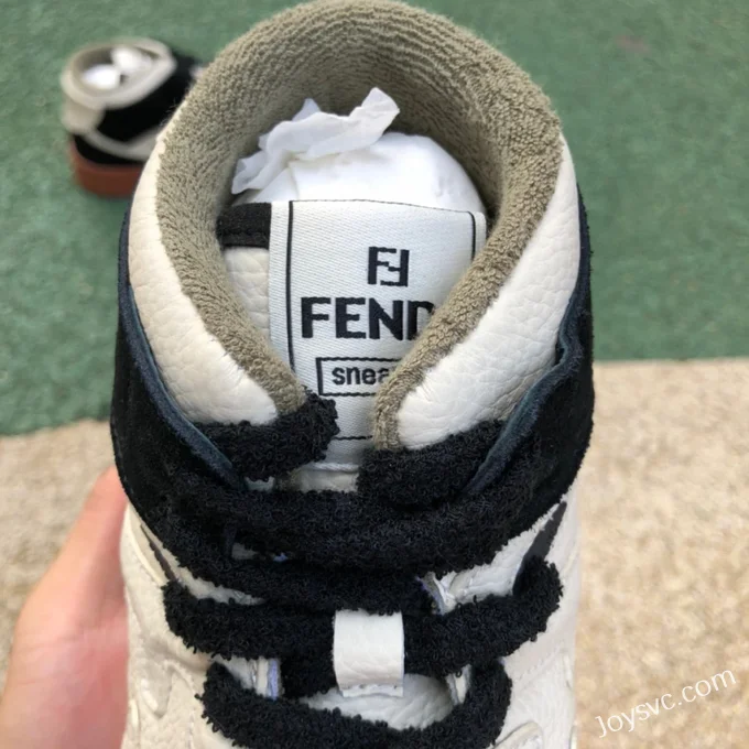 Fendi Match Mid Top White Brown Casual Sneakers