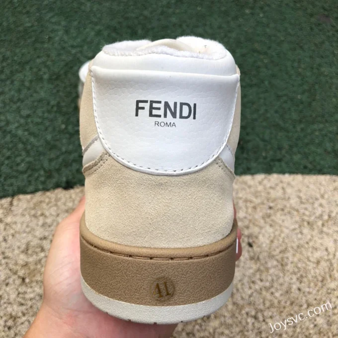 Fendi Match Mid Top Beige Yellow Casual Sneakers