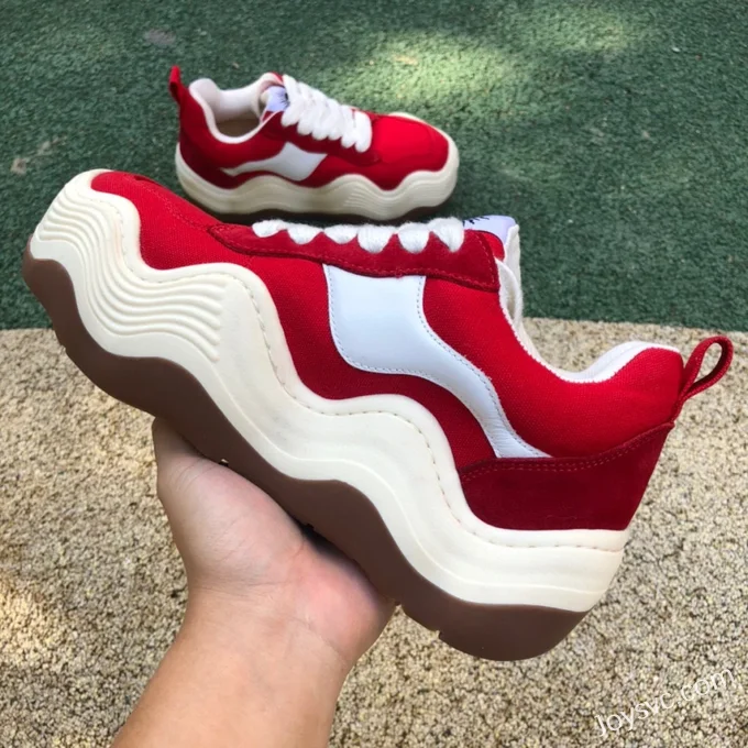 Heyday Triple Wavy Black Shoes in White and Red