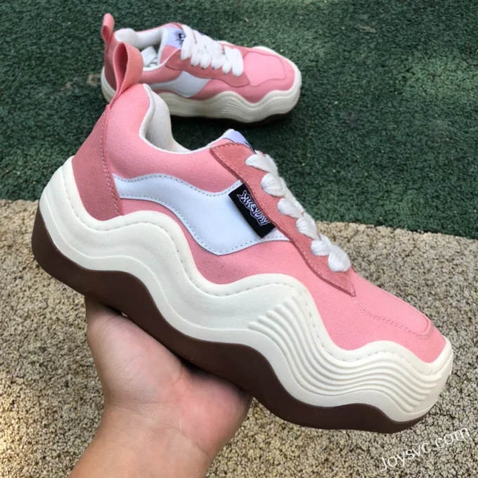 Heyday Triple Wavy Black Shoes in White and Pink