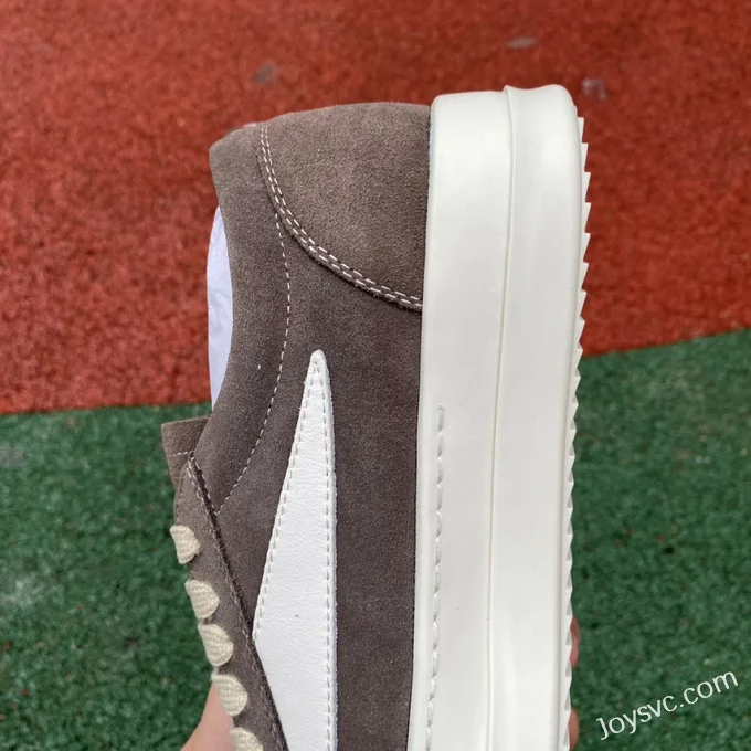 RICK OWENS Grey Suede Leather Low Top Sneakers