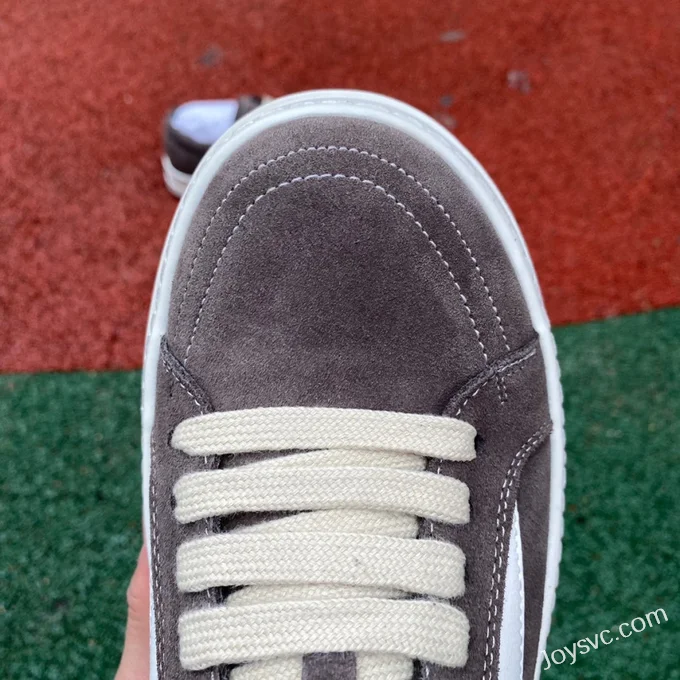 RICK OWENS Grey Suede Leather Low Top Sneakers