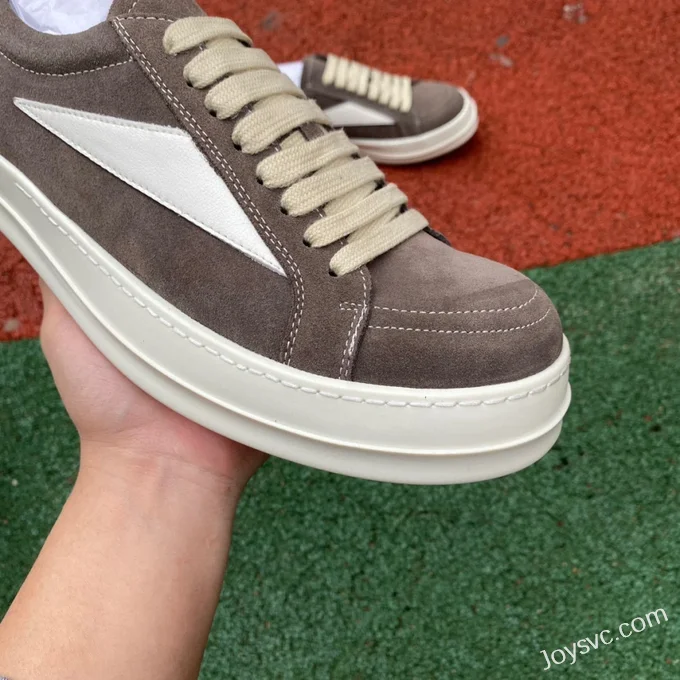 RICK OWENS Grey Suede Leather Low Top Sneakers